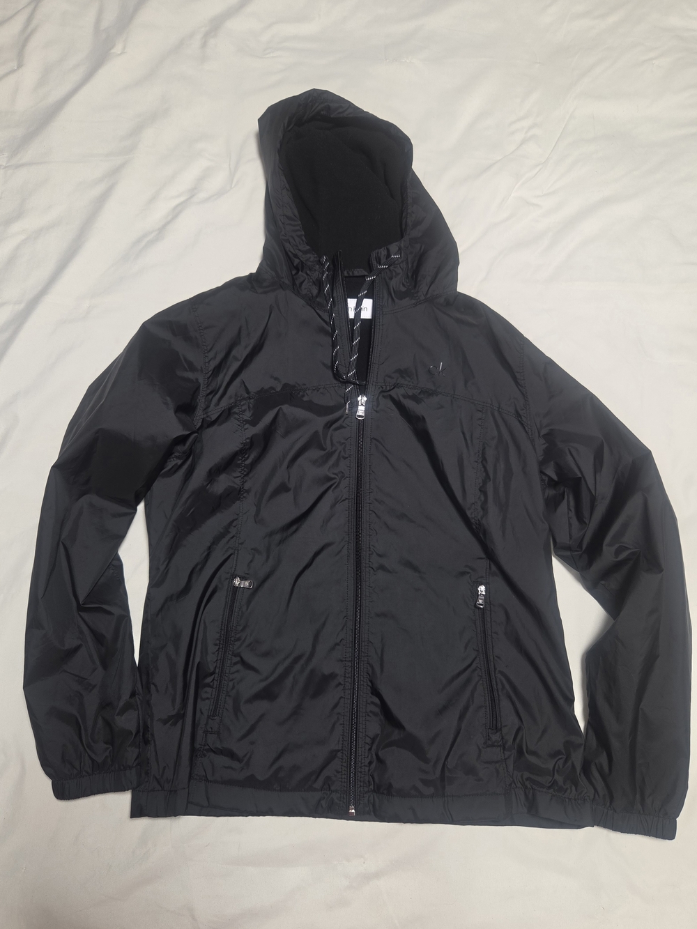 Calvin Klein Black Fleece Lined Hooded Windbreaker
